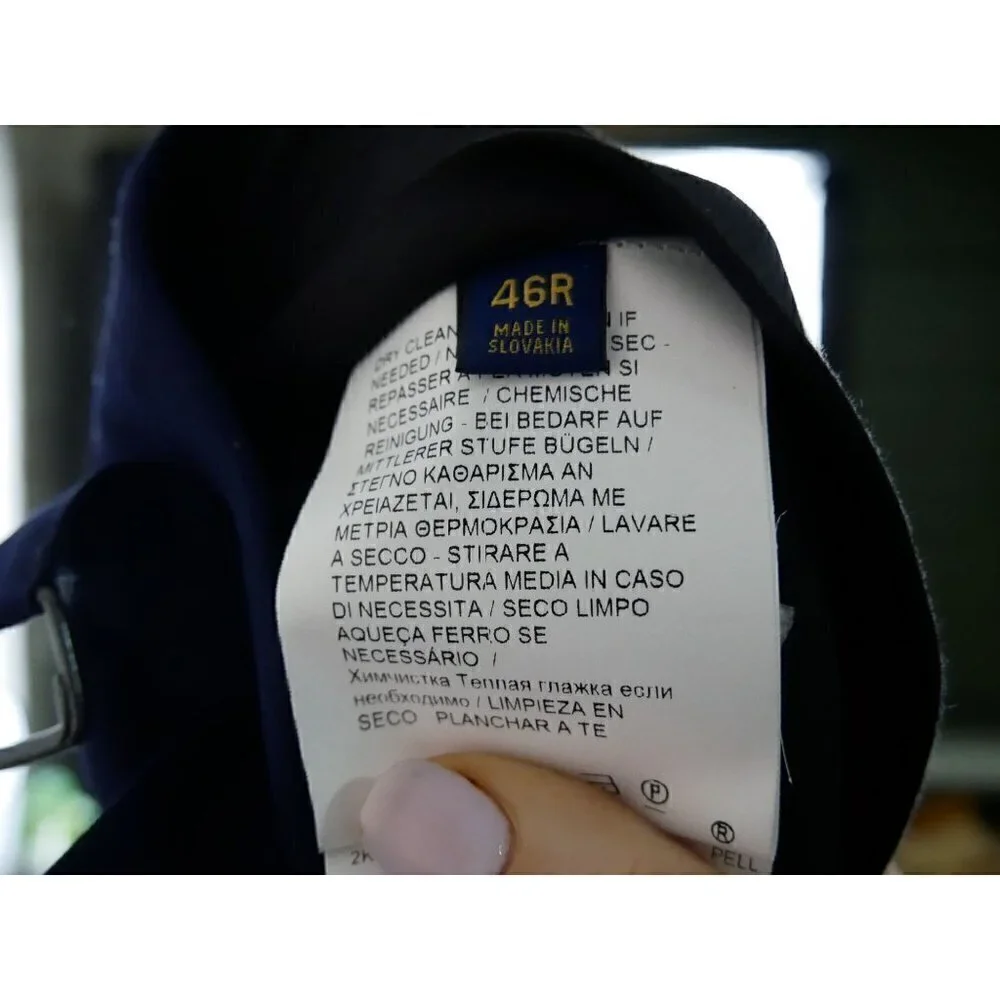 NWT Ralph‎ Lauren Fairbanks Tuxedo Wool Slim Fit Pants Navy Blue 46R